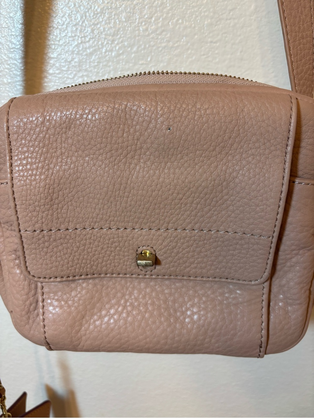 Etienne Aigner beige cream Pebbled Leather Crossbody - Picture 6 of 9